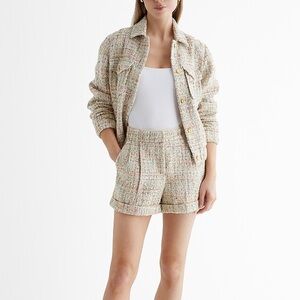 Express High Waist Multicolor Tweed Shorts/jacket